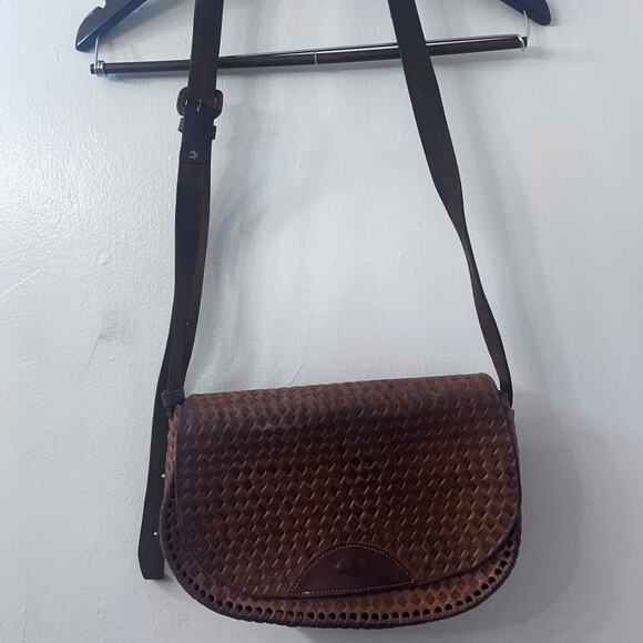 Vintage handmade, Brown leather crossbody bag - Picture 8 of 16